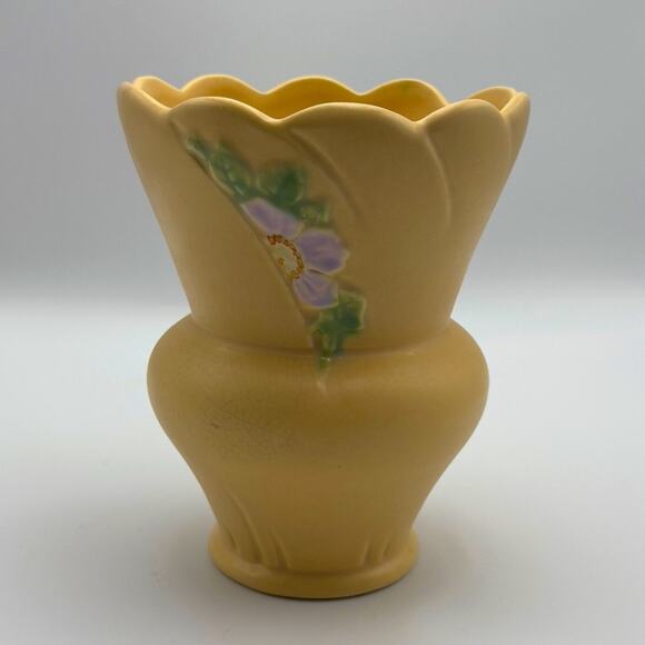 Vintage Art Deco Weller Art Pottery Vase Floral Scalloped Antique Ceramic B-4 - Picture 1 of 11
